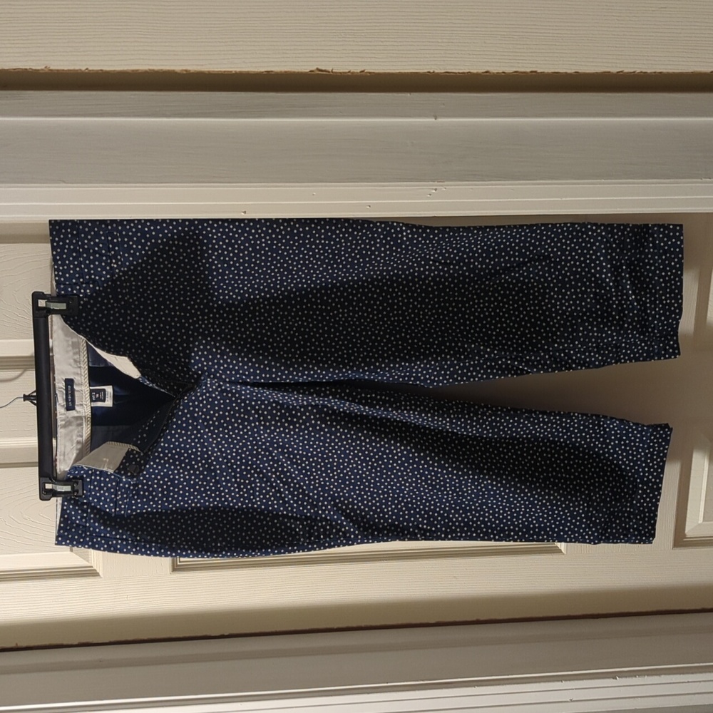 Lands' End Navy Polka Dot Cropped Pants